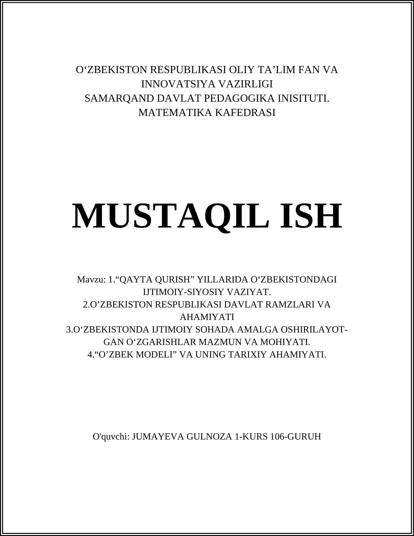 "Qayta qurish" yillarida O‘zbekistondagi ijtimoiy-siyosiy vaziyat 1