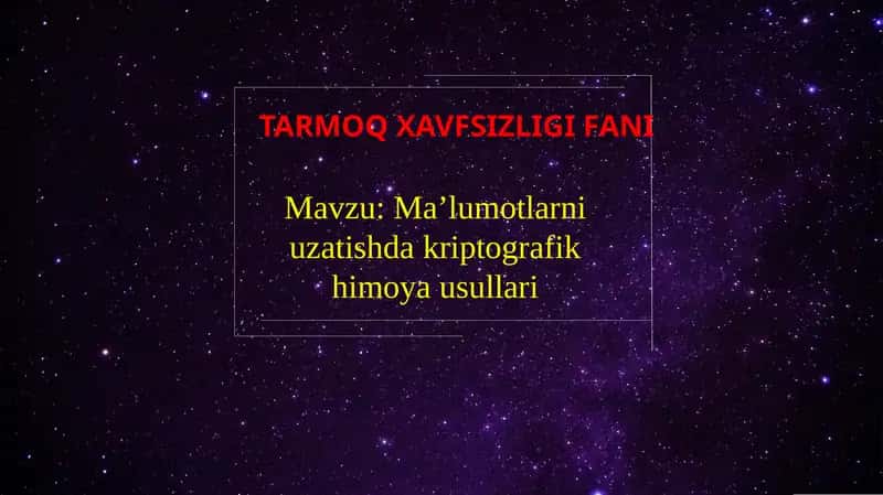 TARMOQ XAVFSIZLIGI FANI 1