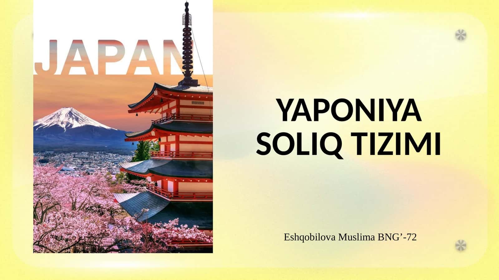 YAPONIYA SOLIQ TIZIMI 1