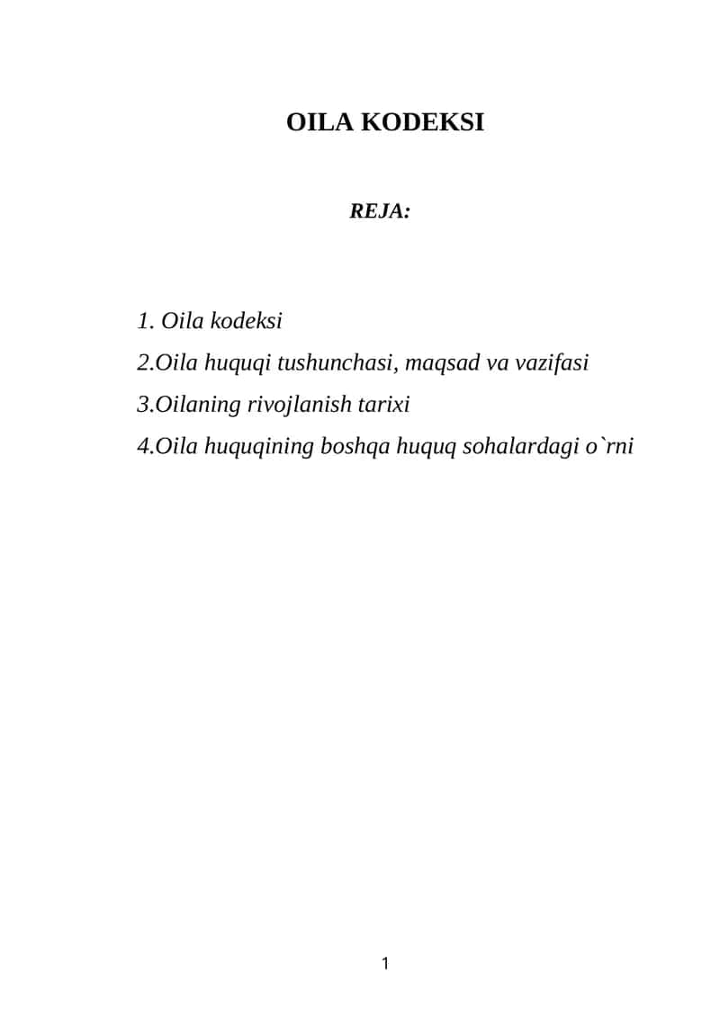 OILA KODEKSI 1