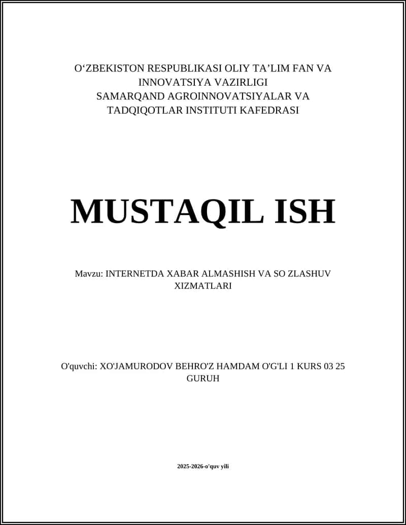 INTERNETDA XABAR ALMASHISH VA SO ZLASHUV XIZMATLARI 1