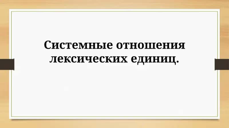 Системные отношения лексическихединиц 1