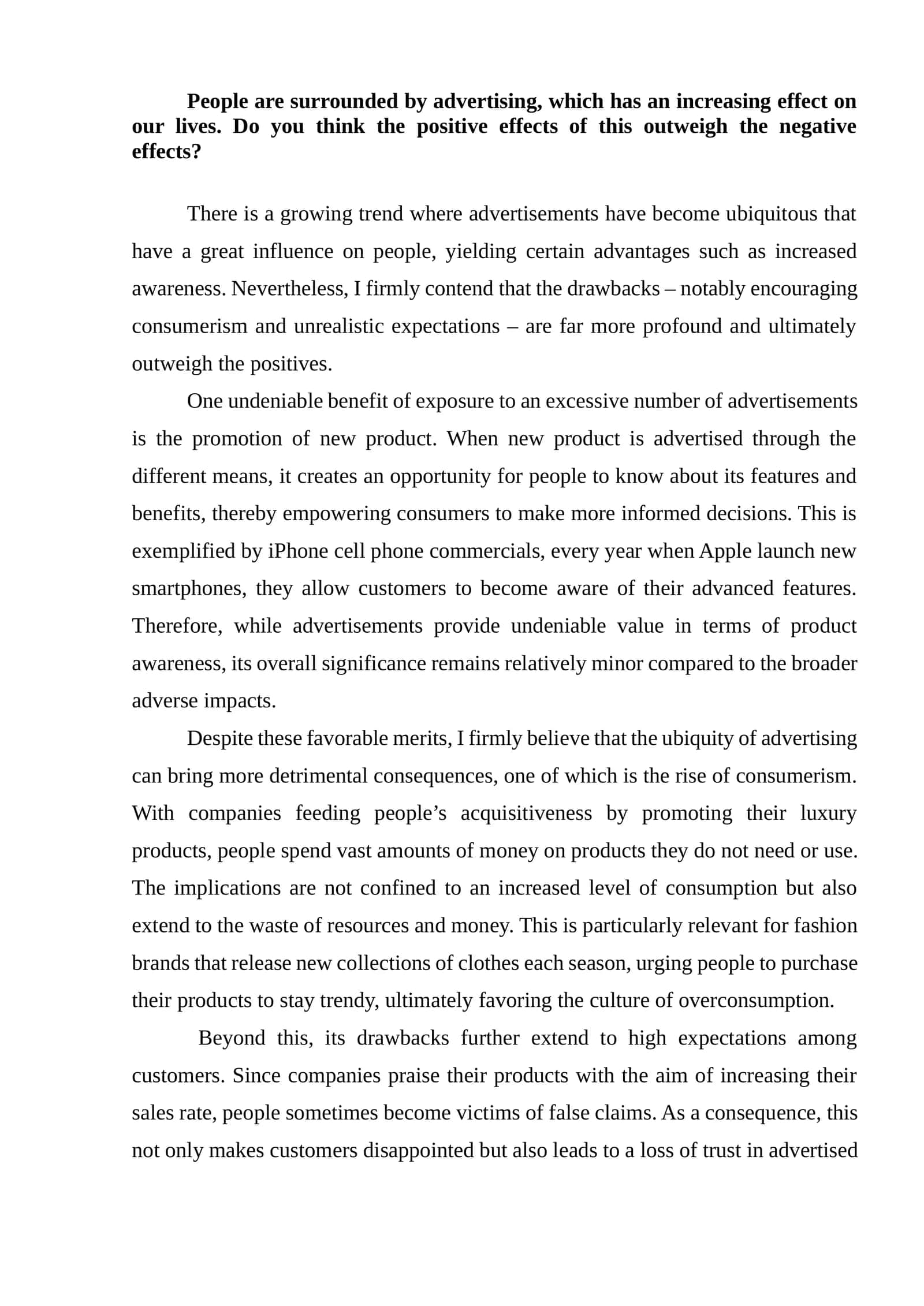 Advertising's Positive Effects 1