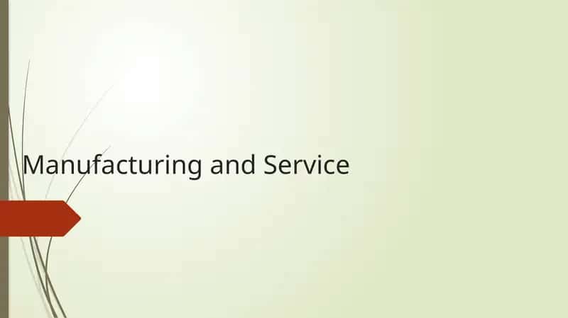Manufacturing and Service Course 1