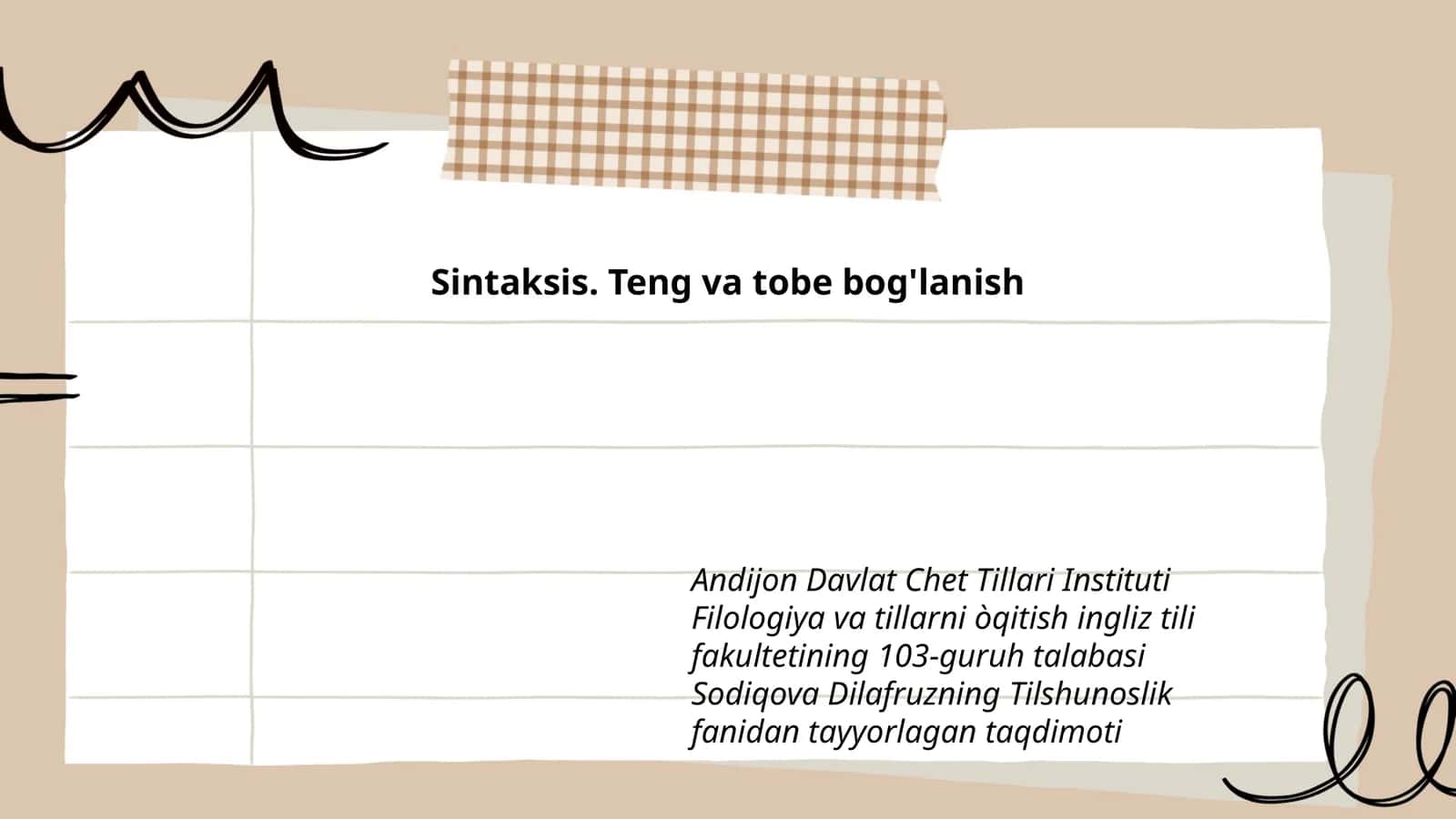 Sintaksis. Teng va tobe bog'lanish 1