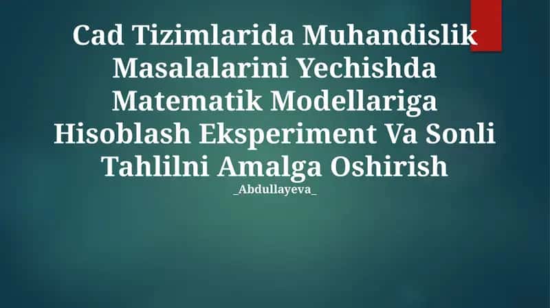 Matematik modellarni qo'llash 1