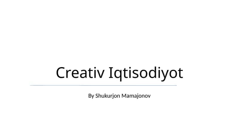 Creativ Iqtisodiyot 1
