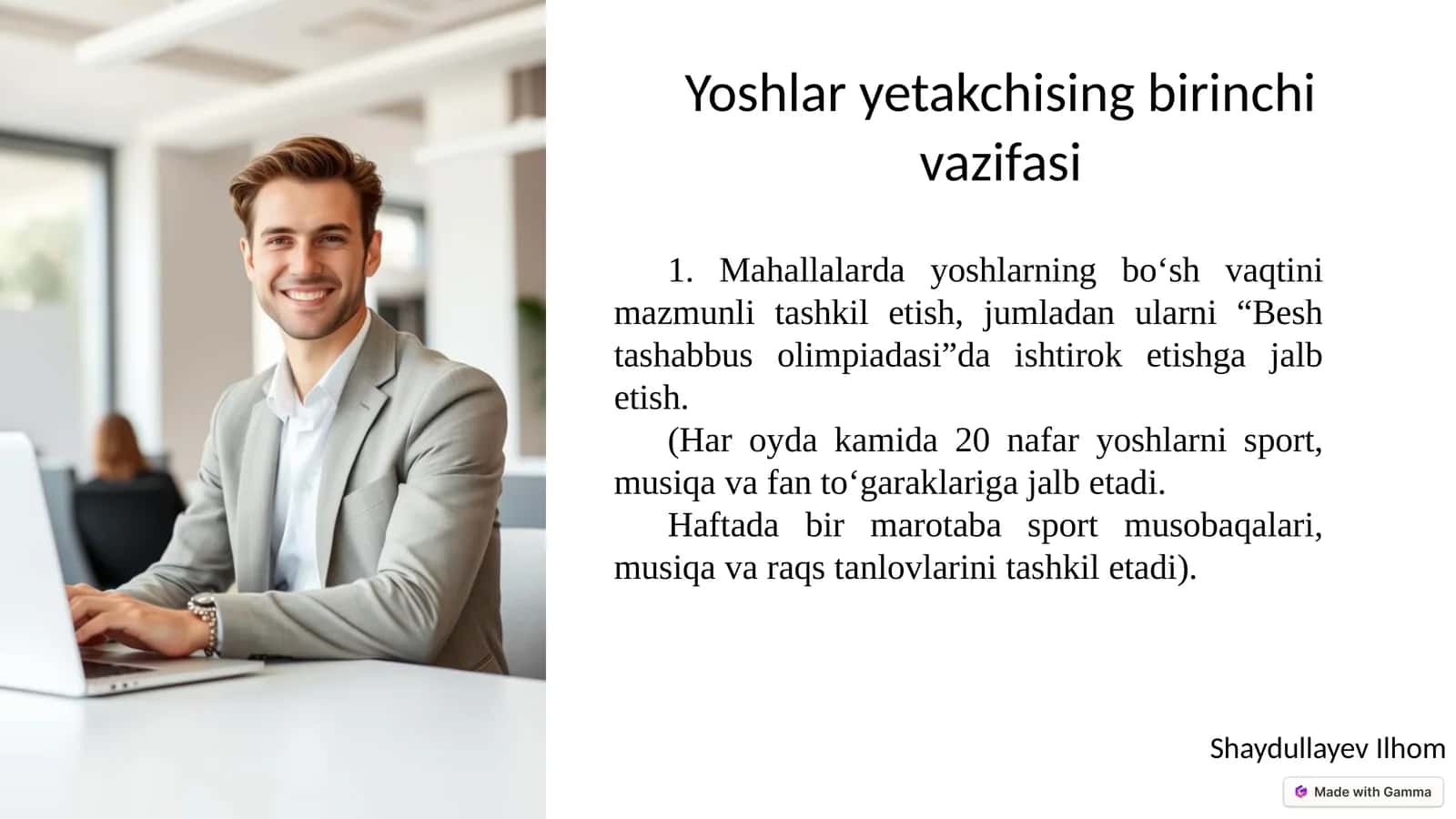 Yoshlarning bo'sh vaqtini mazmunli tashkil etish 1