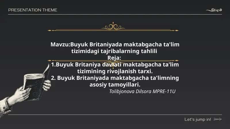 Buyuk Britaniyada maktabgacha ta'lim tizimidagi tajribalarning tahlili 1
