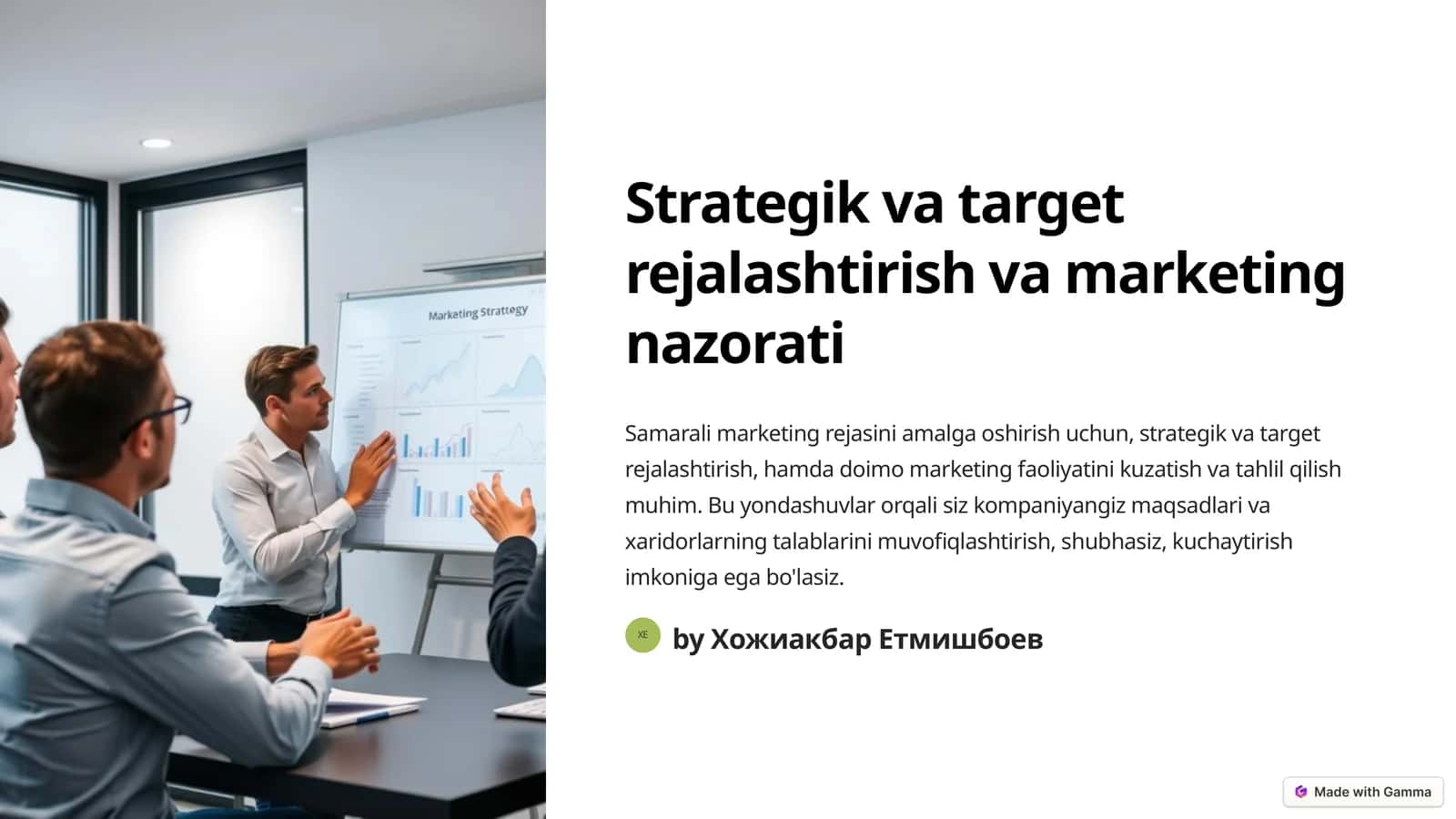 Strategik va target rejalashtirish va marketing nazorati 1