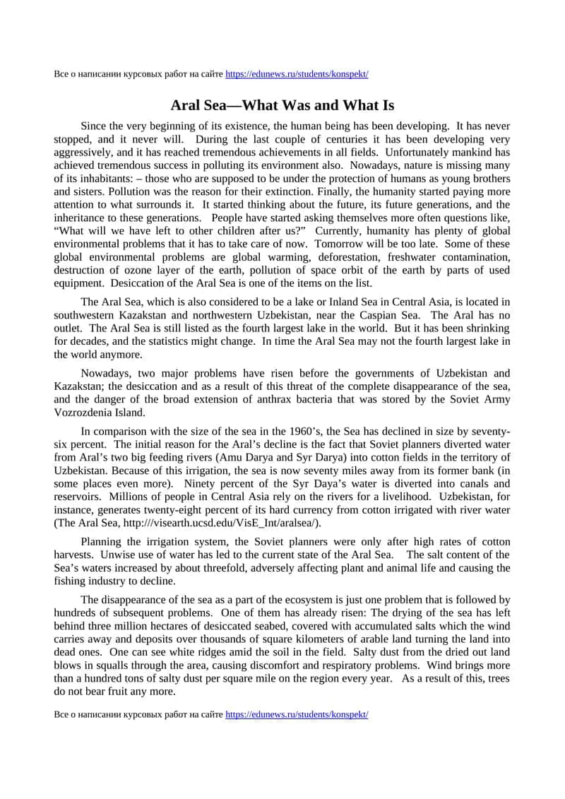 Aral Sea-What Was and What Is 1