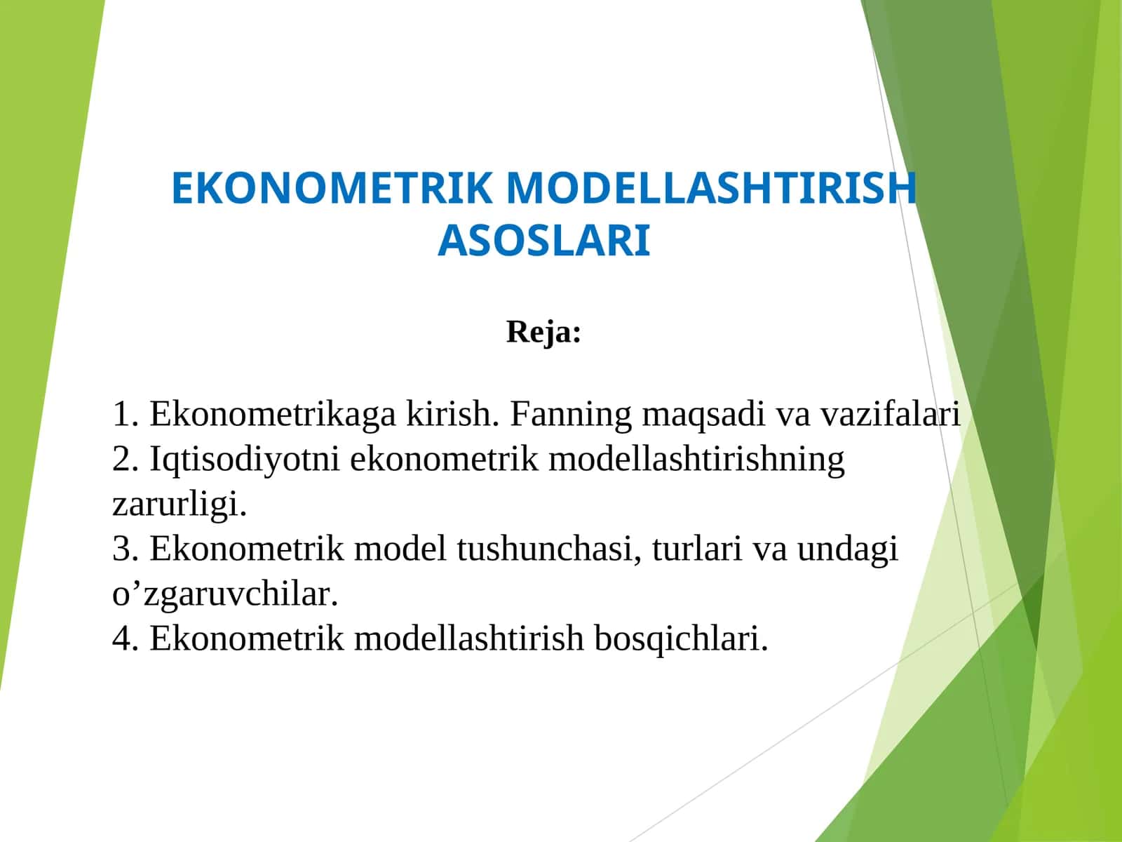 EKONOMETRIKMODELLASHTIRISH ASOSLARI 1