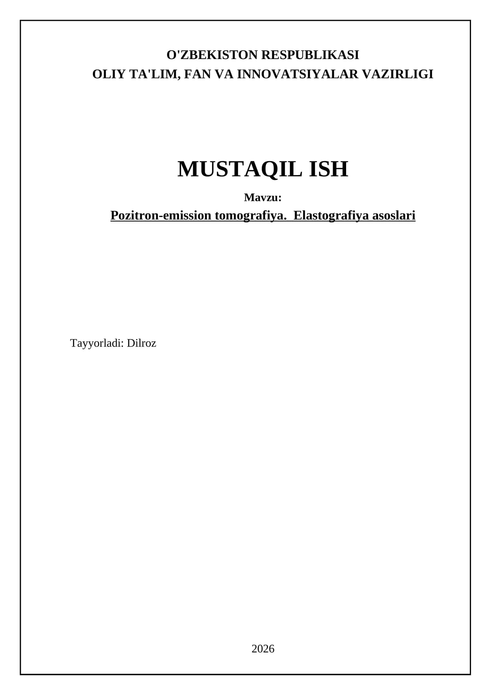 Pozitron-emission tomografiya. Elastografiya asoslari 1