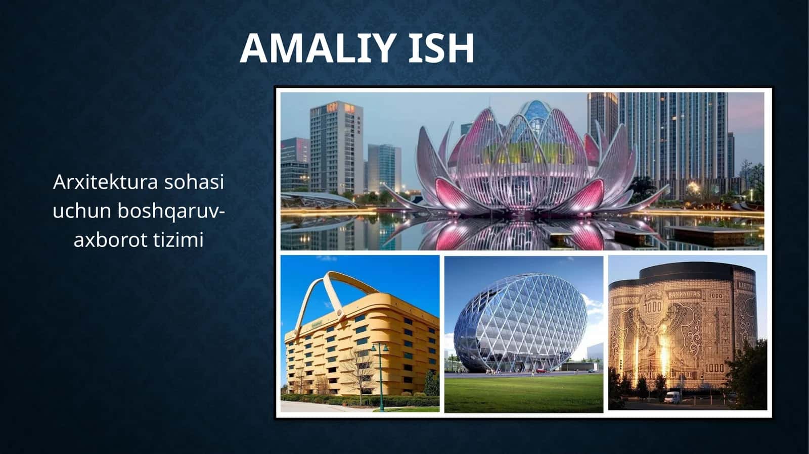 Arxitektura sohasi uchun boshqaruv- axborot tizimi 1