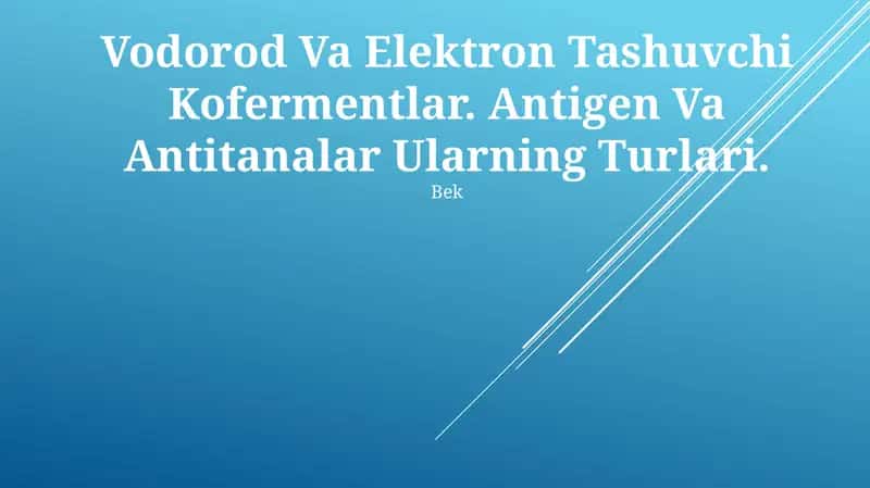 Vodorod Va Elektron Tashuvchi Kofermentlar 1