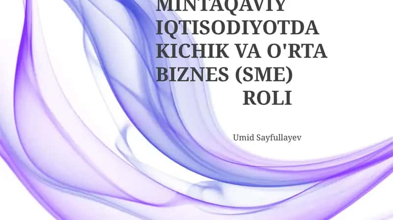 Kichik va o'rta biznes innovatsiyasi va mintaqaviy raqobatbardoshlik 1
