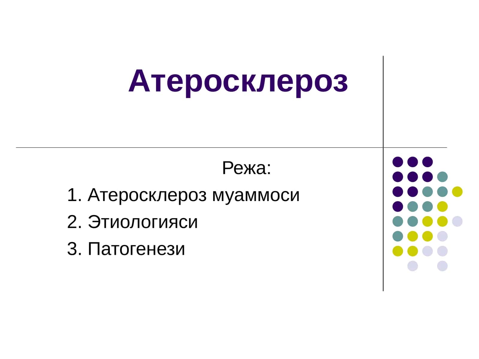 Ateroskleroz etiologiyasi patogenezi (to'liq) 1