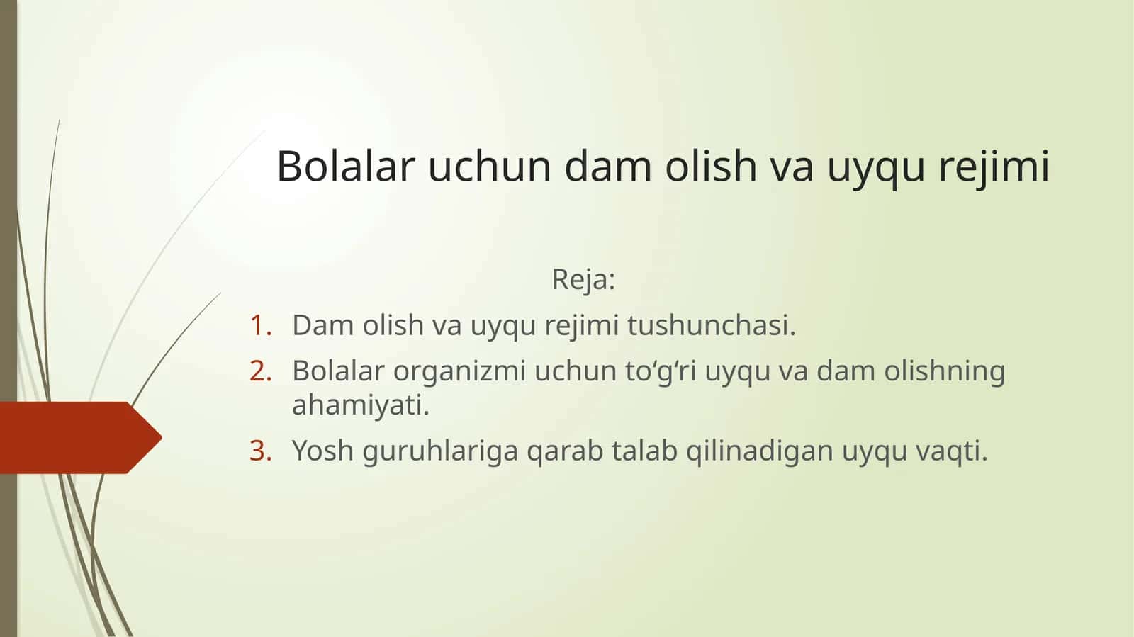 Bolalar uchun dam olish va uyqu rejimi 1