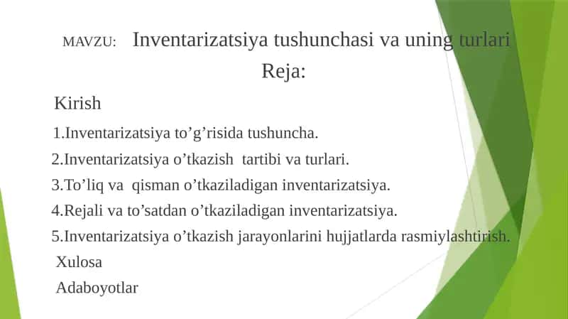 Inventarizatsiyatushunchasivauningturlari 1