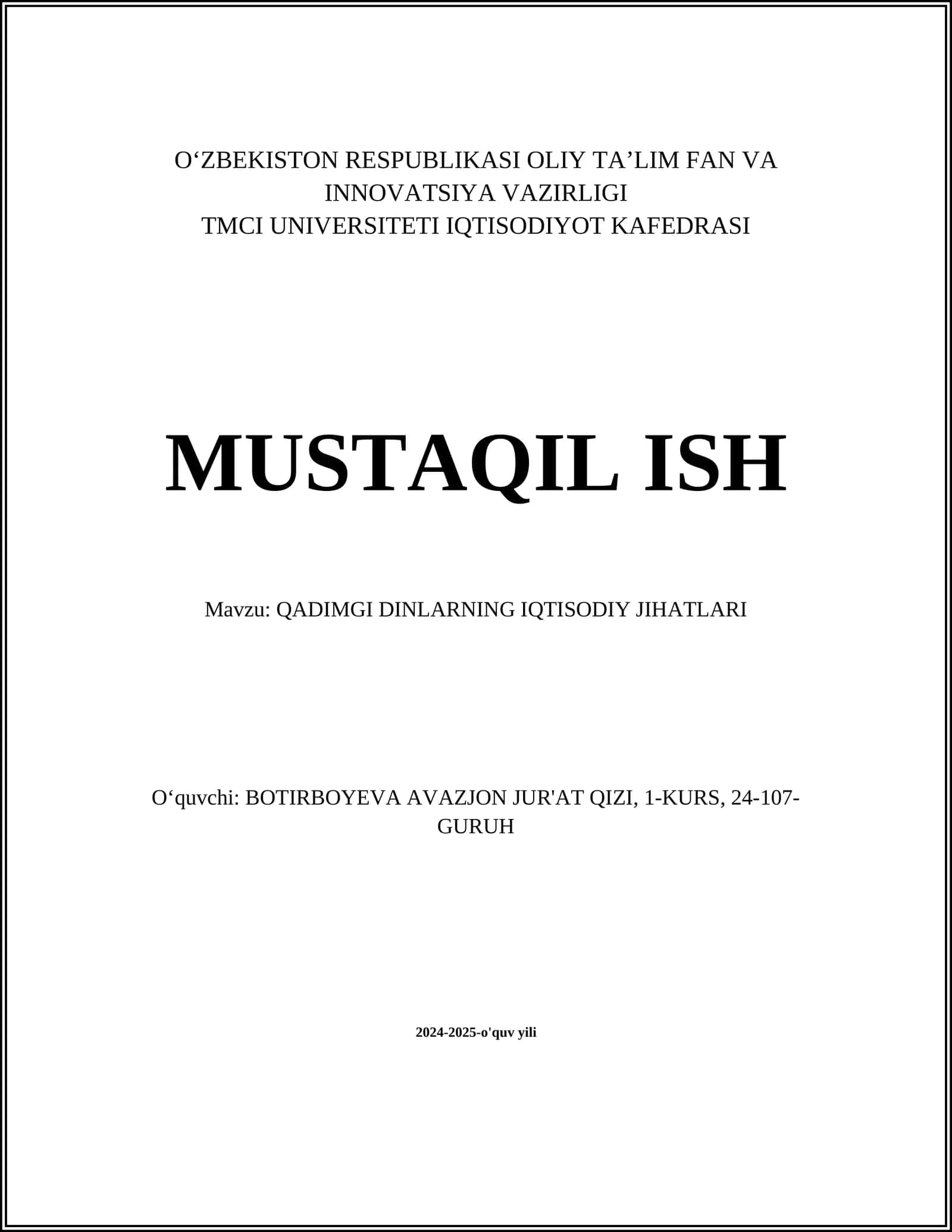 QADIMGI DINLARNING IQTISODIY JIHATLARI 1