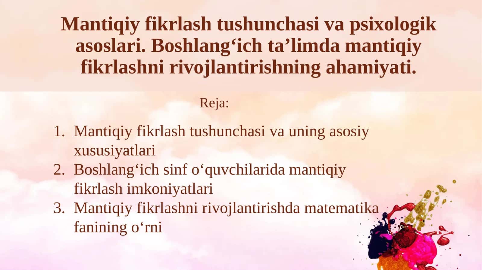 Mantiqiy fikrlash tushunchasi va psixologik asoslari 1