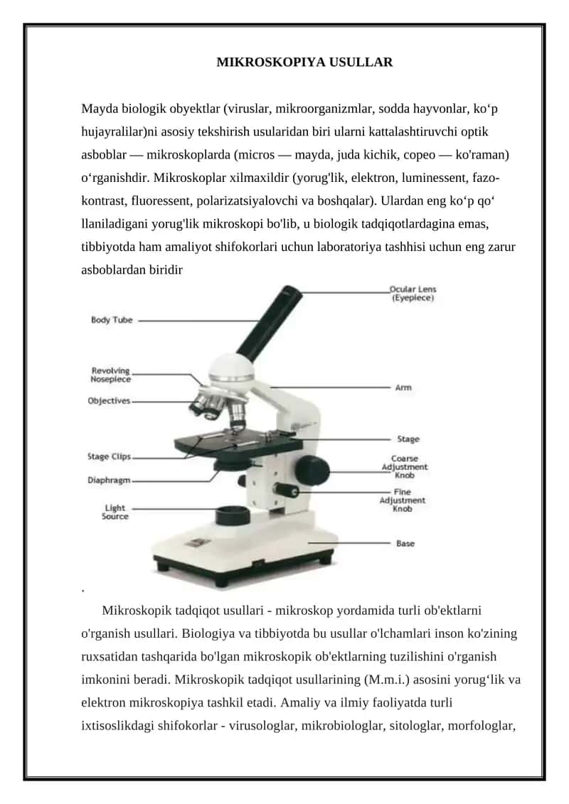 MIKROSKOPIYA USULLAR 1