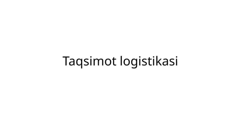 Taqsimot logistikasi krossvord 1
