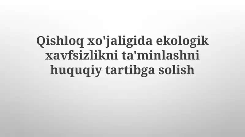 Ekologik xavfsizlikni ta'minlash 1