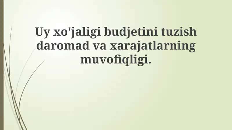 Daromad va xarajatlar muvozanati 1