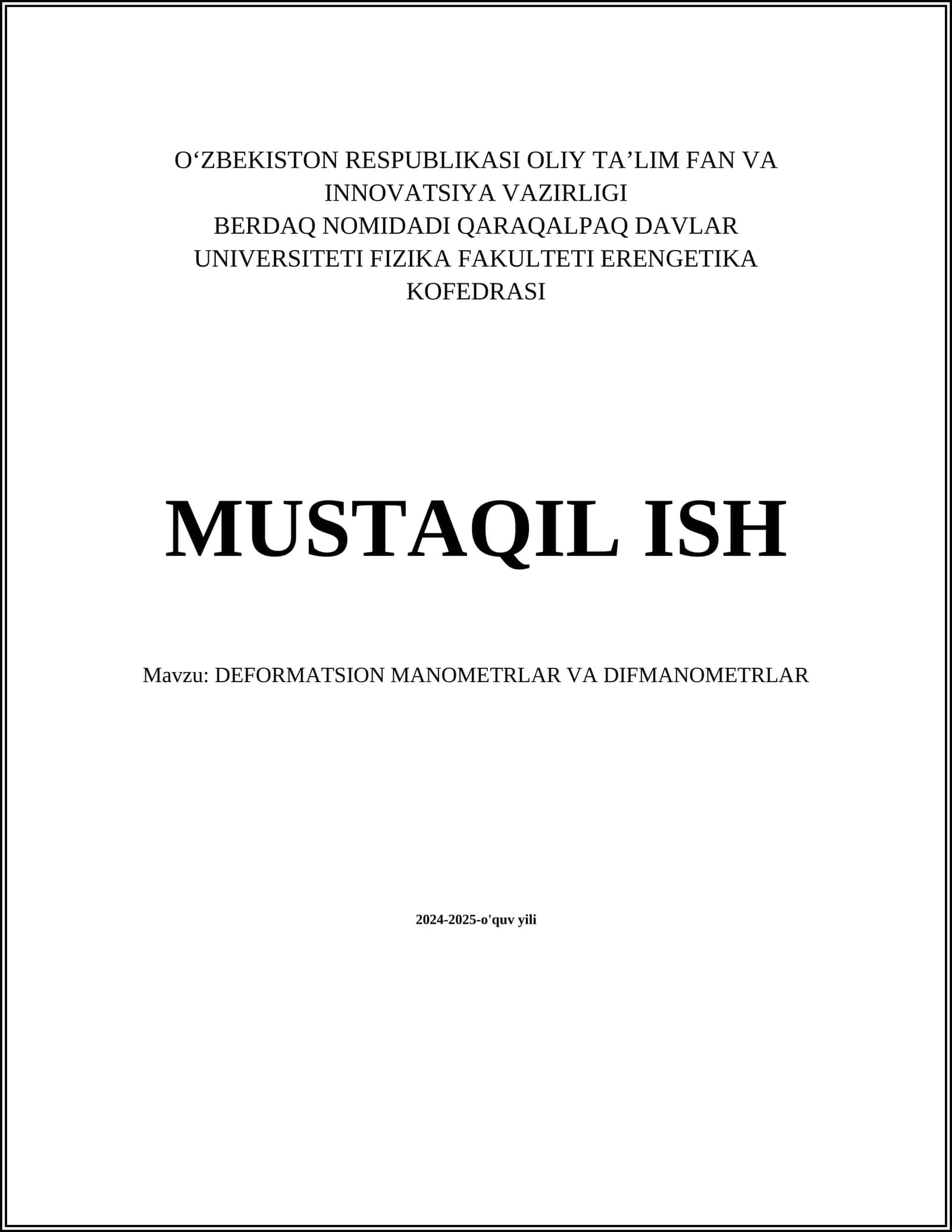DEFORMATSION MANOMETRLAR VA DIFMANOMETRLAR 1