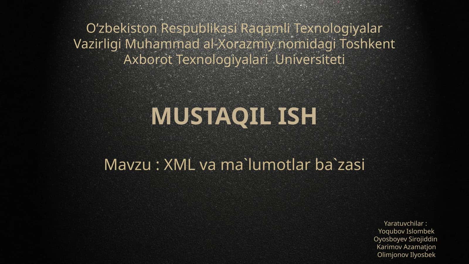 XML va ma`lumotlar ba`zasi 1