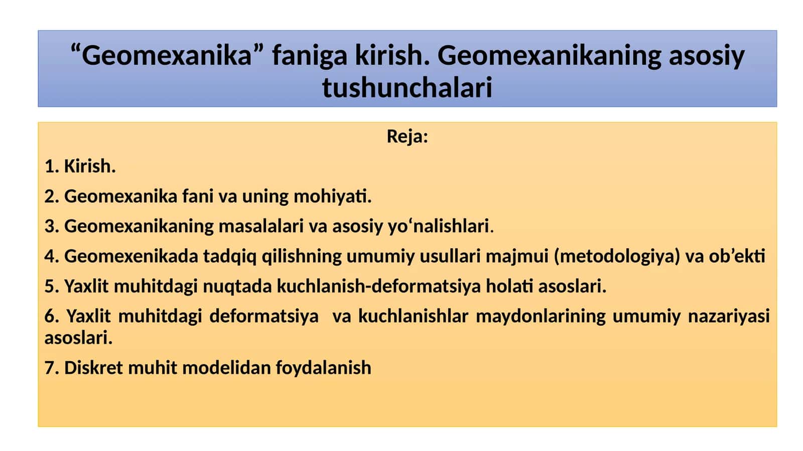 Geomexanika faniga kirish 1