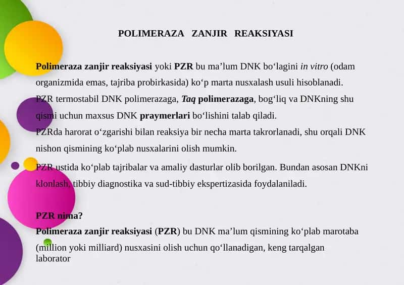 Polimeraza Zanjir Reaksiyasi (PZR) 1