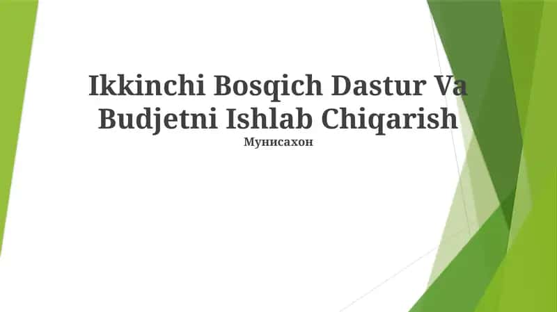 Ikkinchi Bosqich Dastur Va Budjetni Ishlab Chiqarish 1