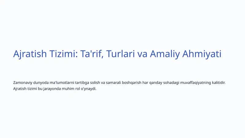 Ajratish Tizimi 1