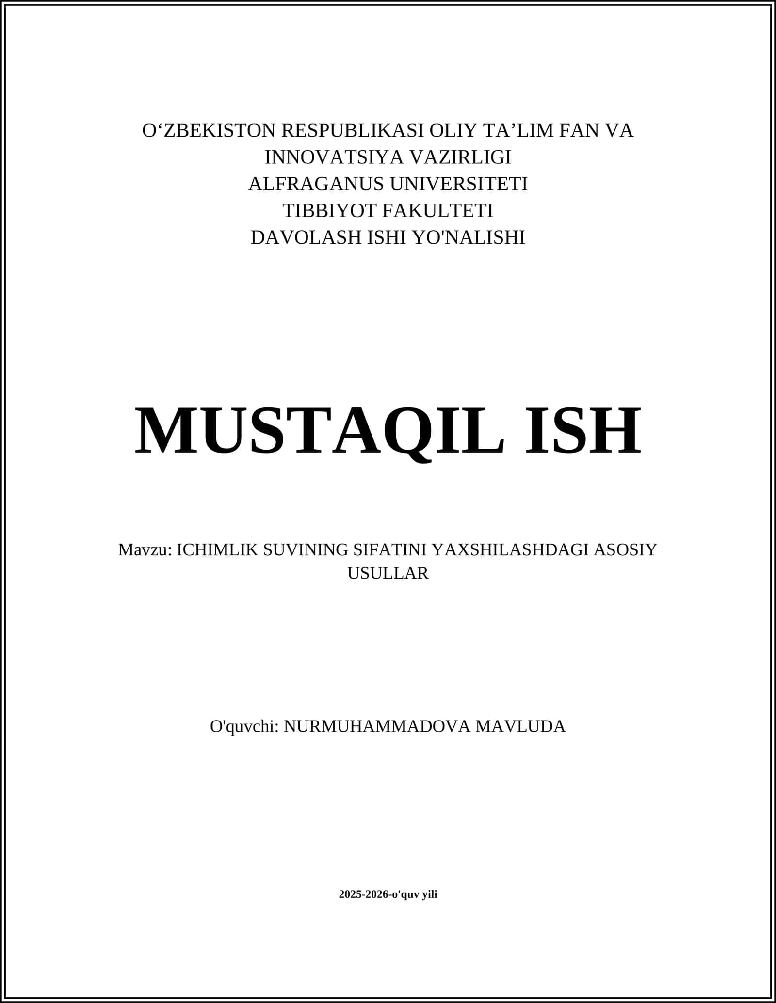 ICHIMLIK SUVINING SIFATINI YAXSHILASHDAGI ASOSIY USULLAR 1