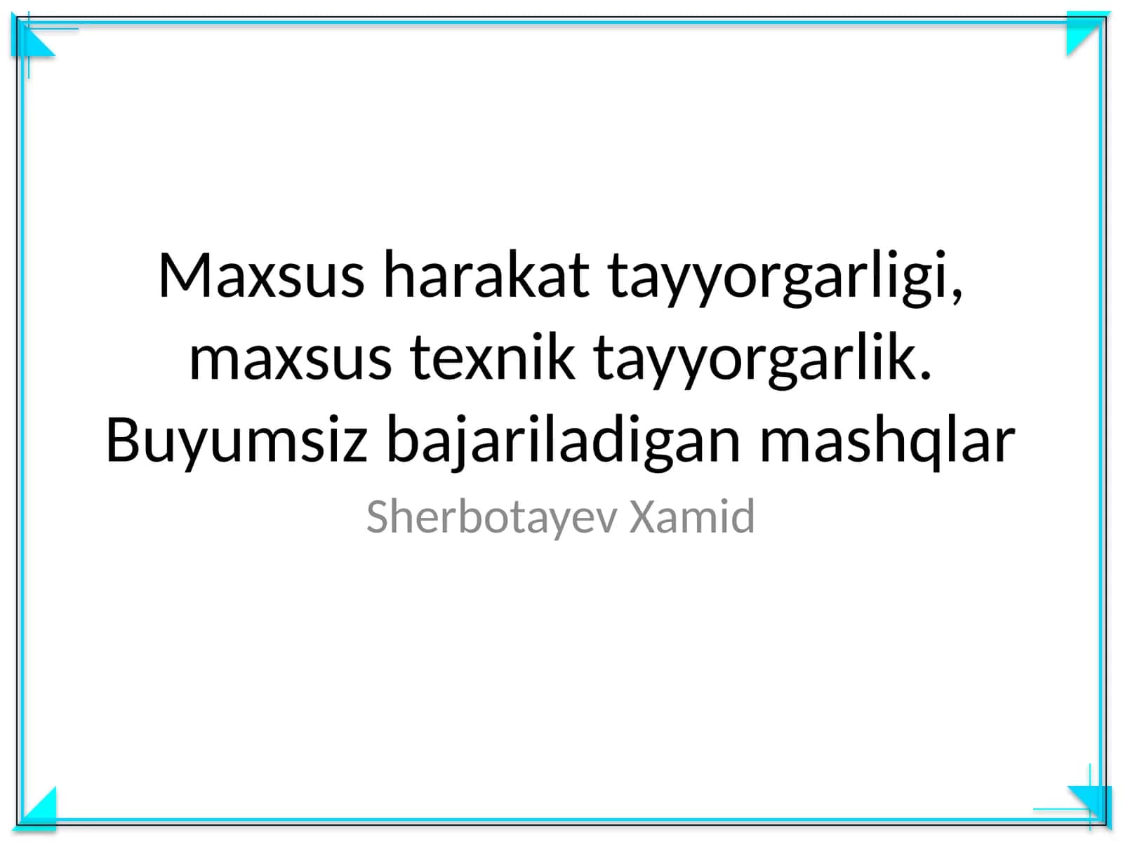 Maxsus harakat tayyorgarligi, maxsus texnik tayyorgarlik. Buyumsiz bajariladigan mashqlar 1