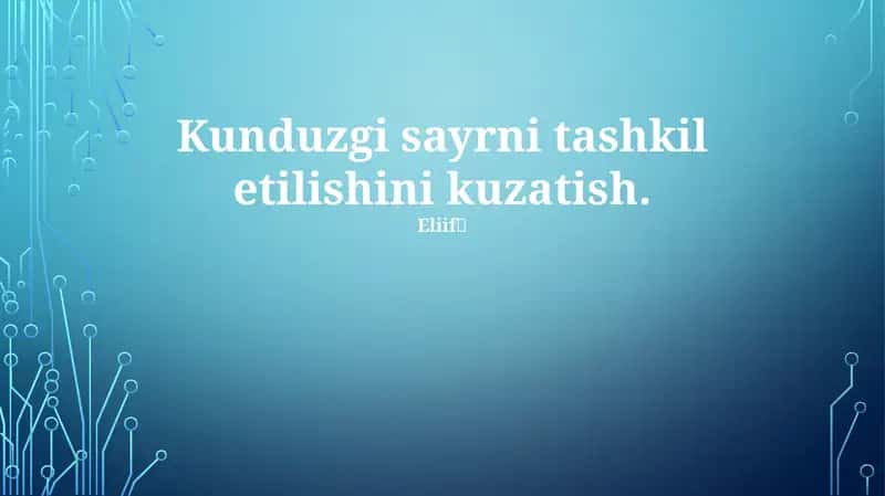 Kunduzgi sayr tashkil etish 1