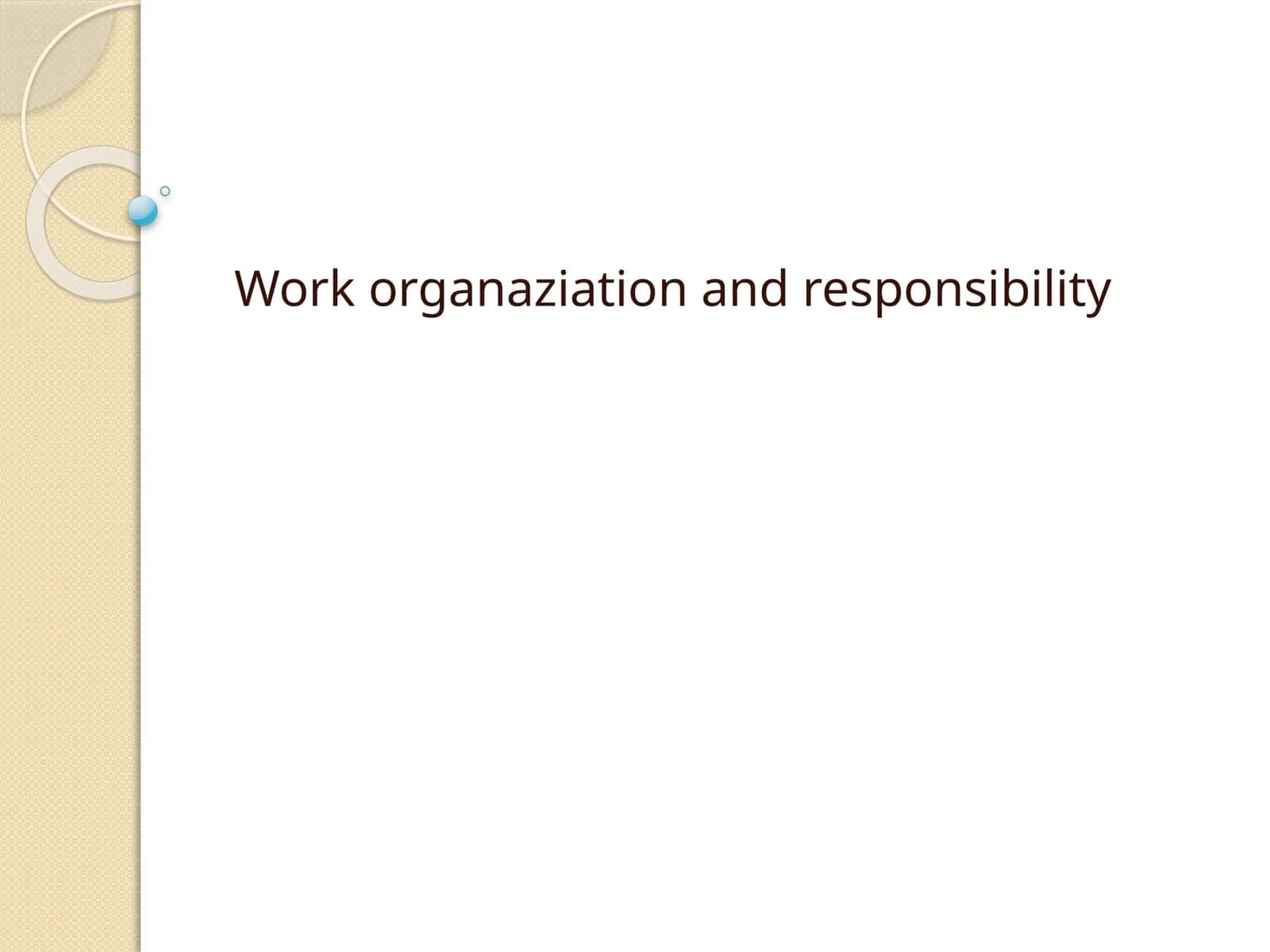 Work organaziation and responsibility 1