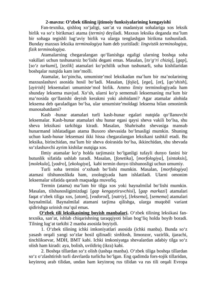 O'zbek tilining ijtimoiy funksiyalarining kengayishi 1