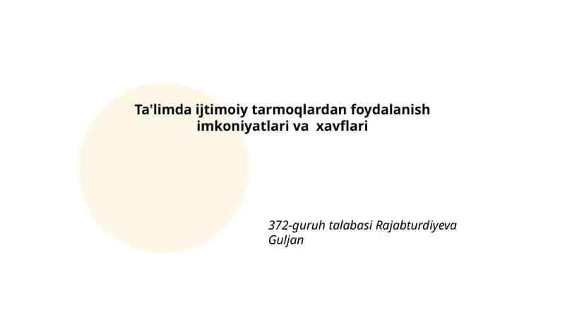Ta'limda ijtimoiy tarmoqlardan foydalanish imkoniyatlari va xavflari 1