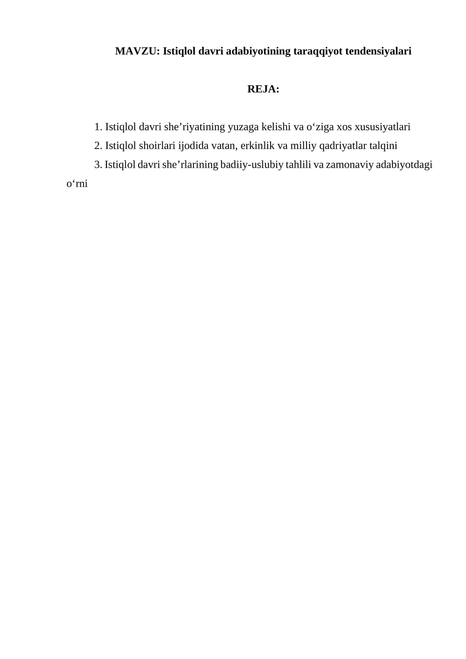 Istiqlol davri adabiyotining taraqqiyot tendensiyalari 1