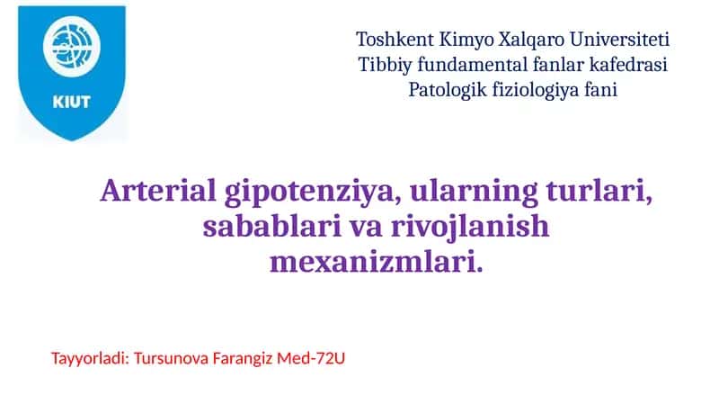 Arterialgipotenziya, ularning turlari, sabablari va rivojlanish mexanizmlari 1