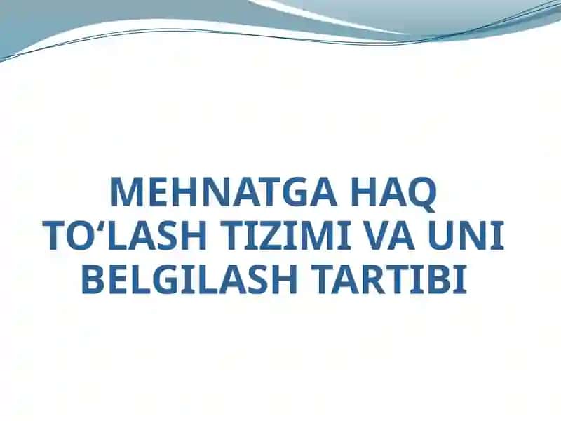 MEHNATGA HAQ TO‘LASH TIZIMI VA UNI BELGILASH TARTIBI