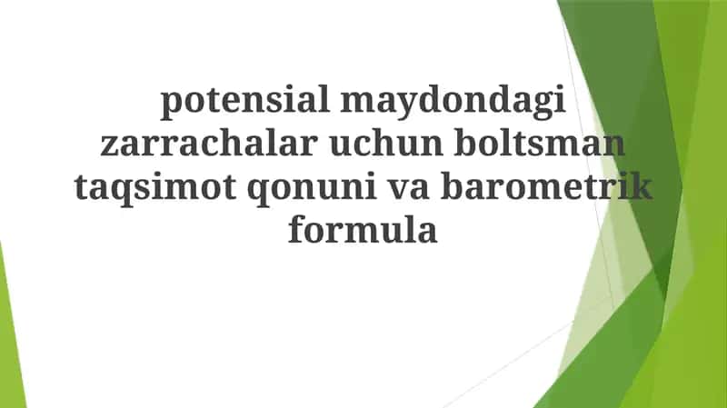 Boltzmann Taqsimoti 1