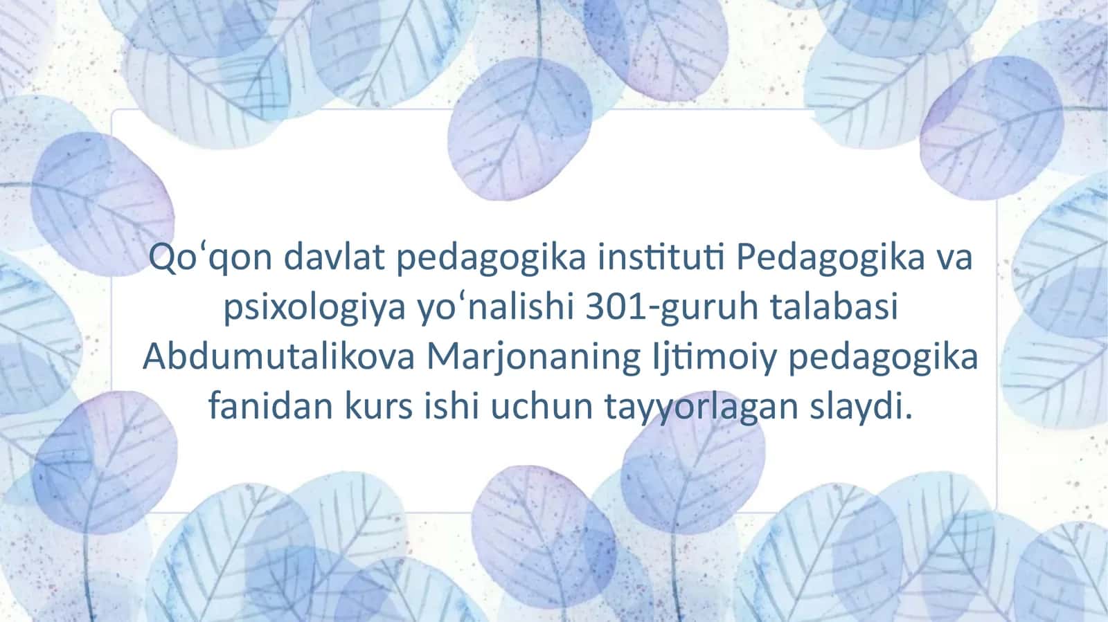 IJtimoiy pedagogika fanidan kurs ishi 1