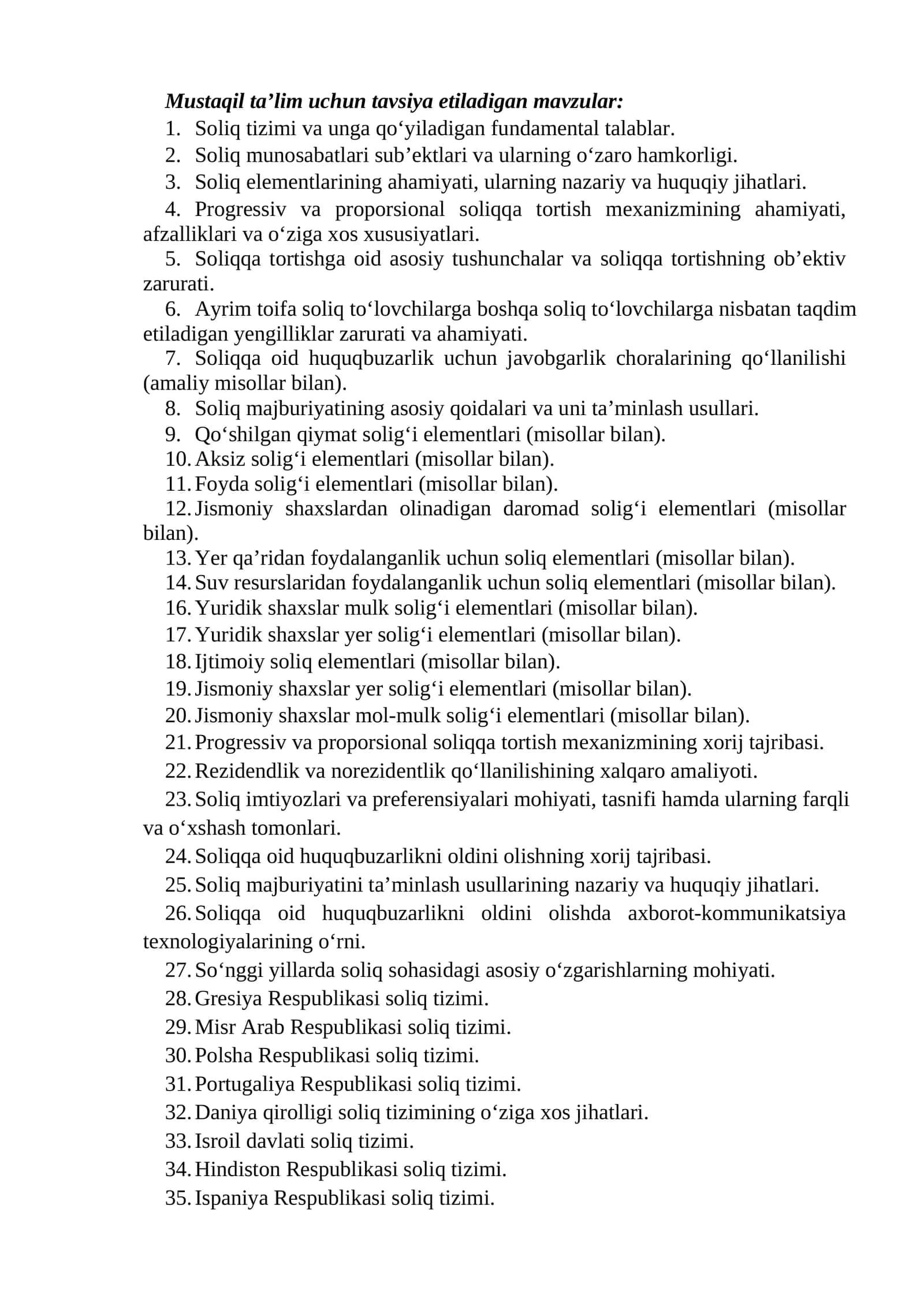 Soliq tizimi va unga qo‘yiladigan fundamental talablar 1