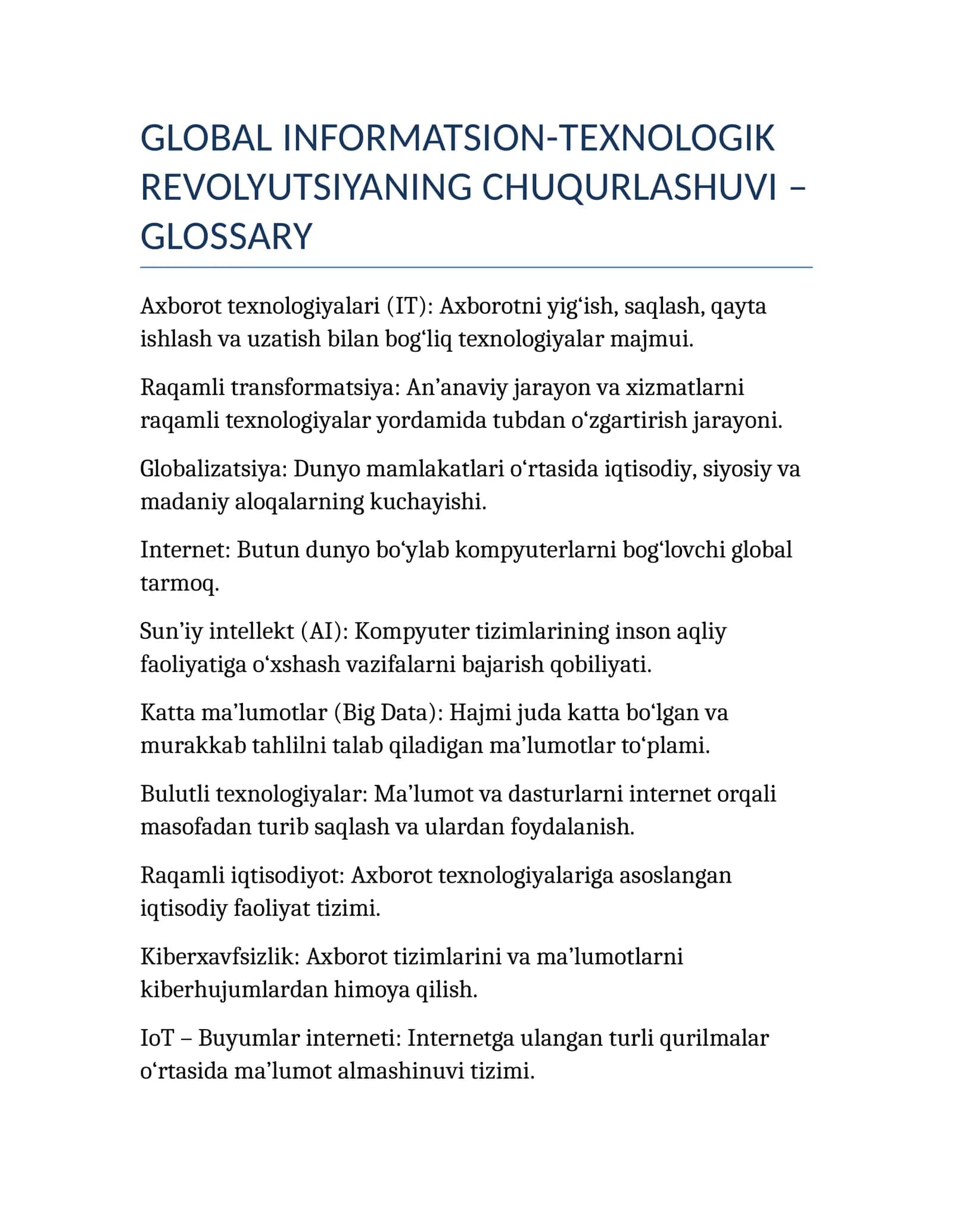 Glossary 1