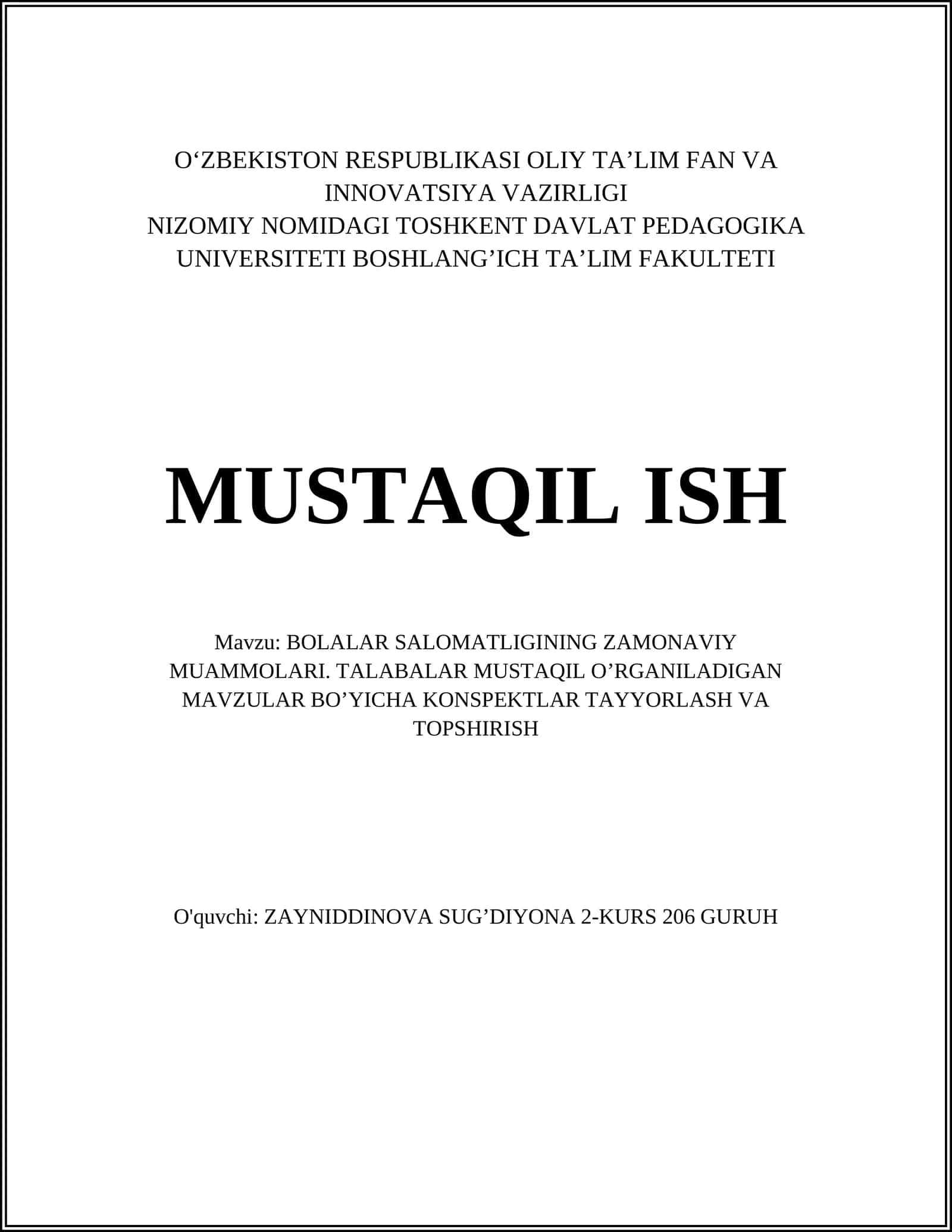 BOLALAR SALOMATLIGINING ZAMONAVIY MUAMMOLARI 1