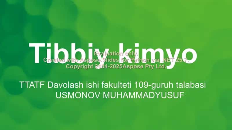 Tibbiy kimyo 1